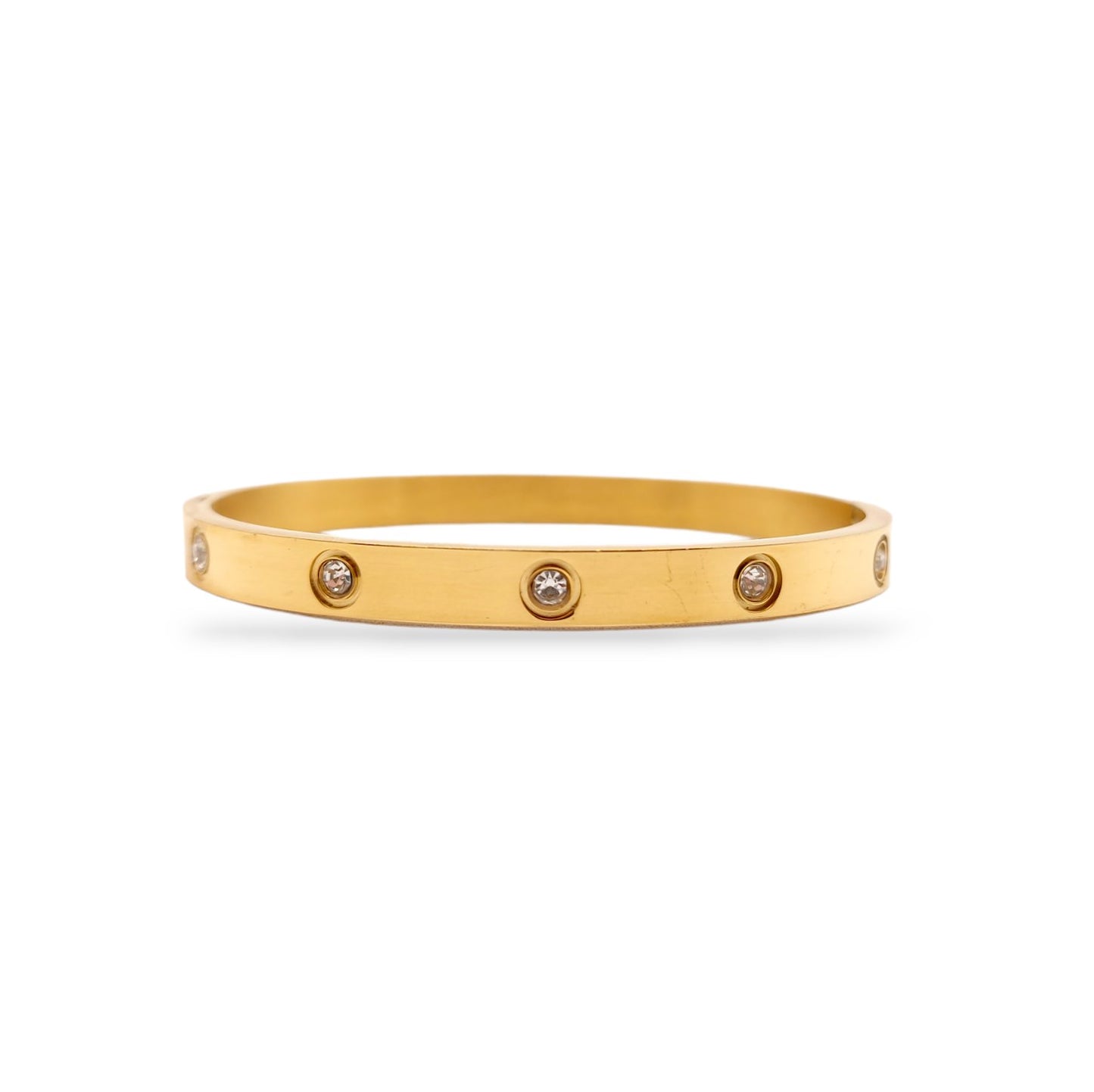 Gold Bangle with Rhinestones