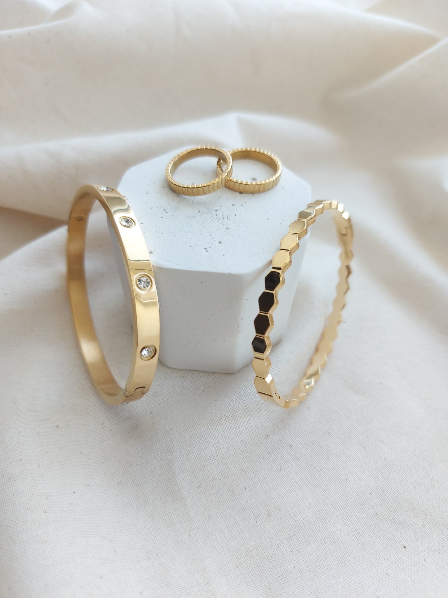 Gold Bangle with Rhinestones