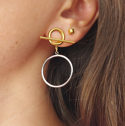 Double Ring Silver/Gold Earrings