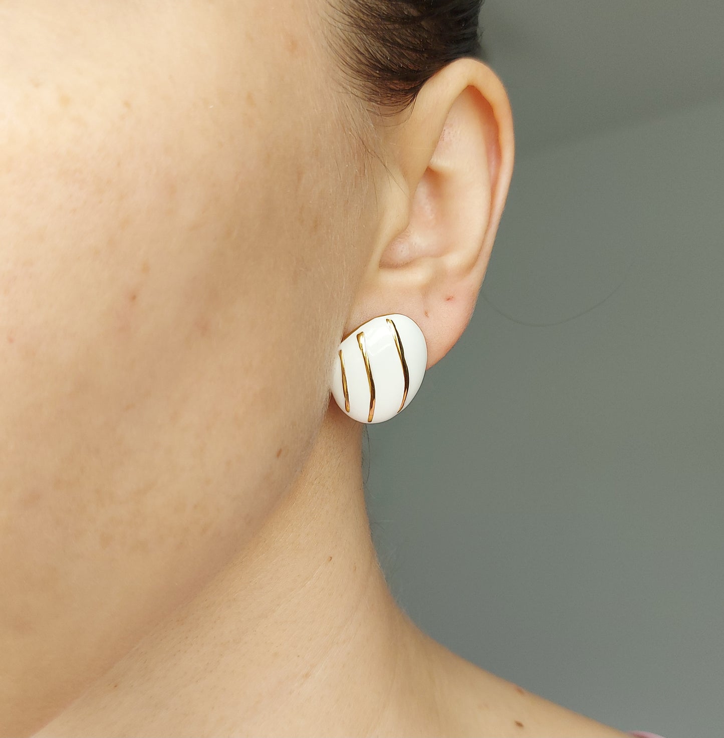 Retro White Emal Earrings