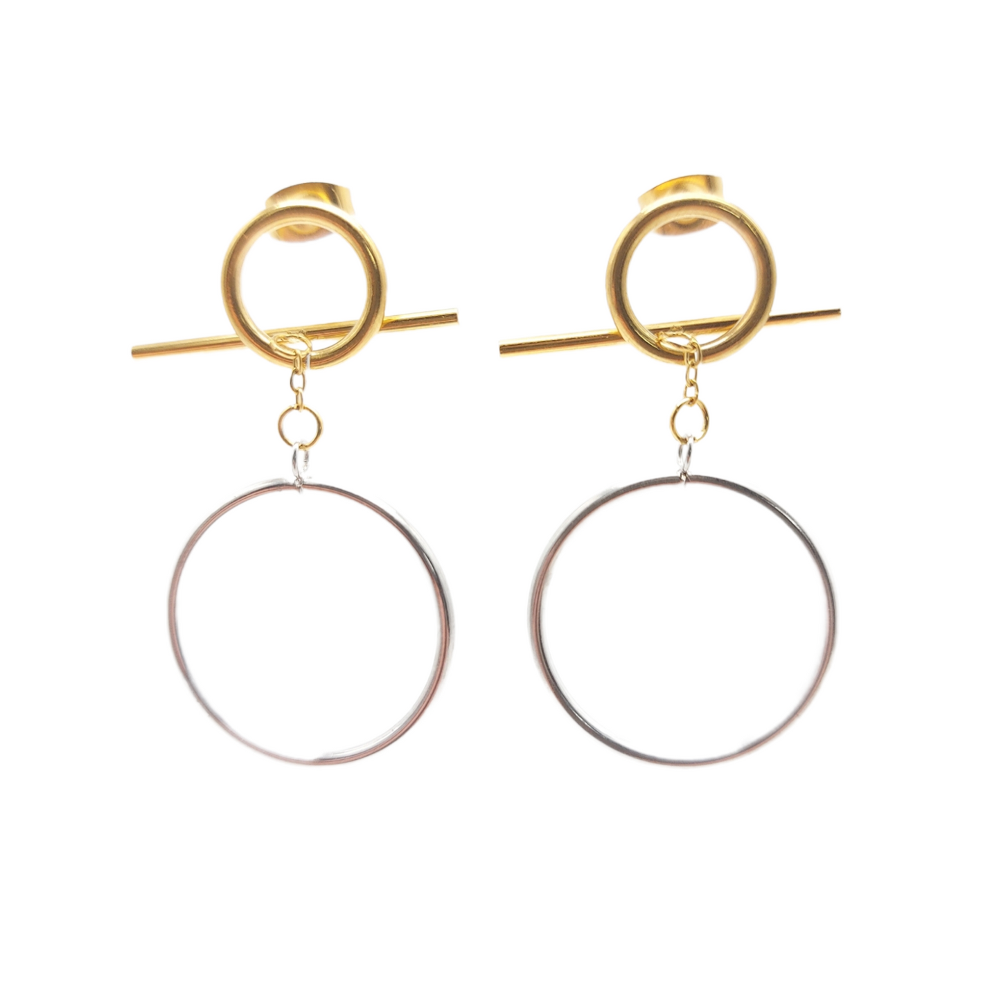 Double Ring Silver/Gold Earrings