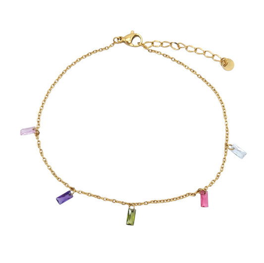 Colorful Zircons Anklet