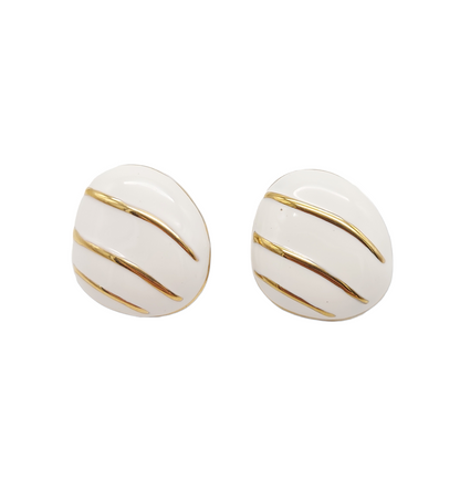 Retro White Emal Earrings