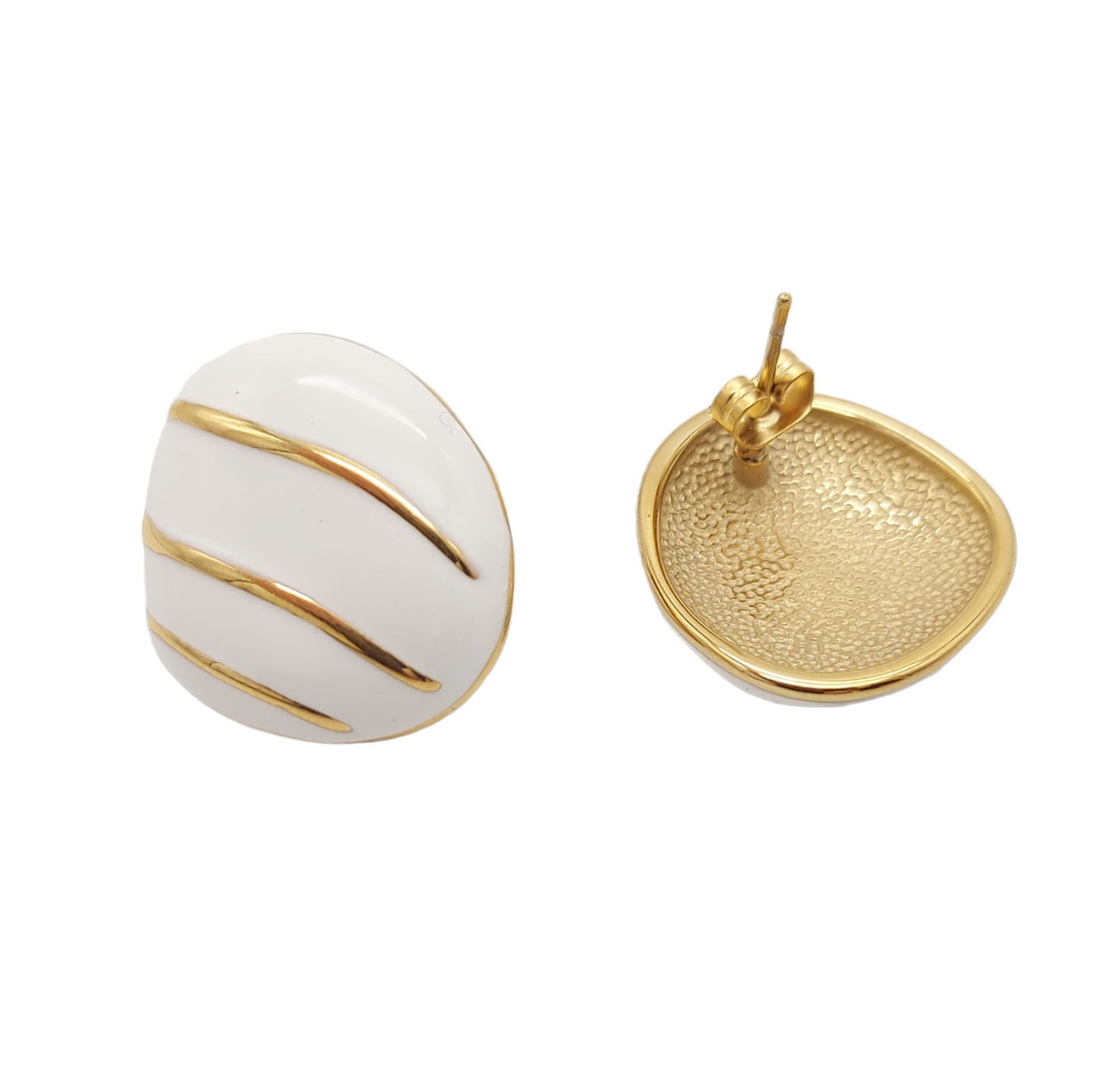 Retro White Emal Earrings